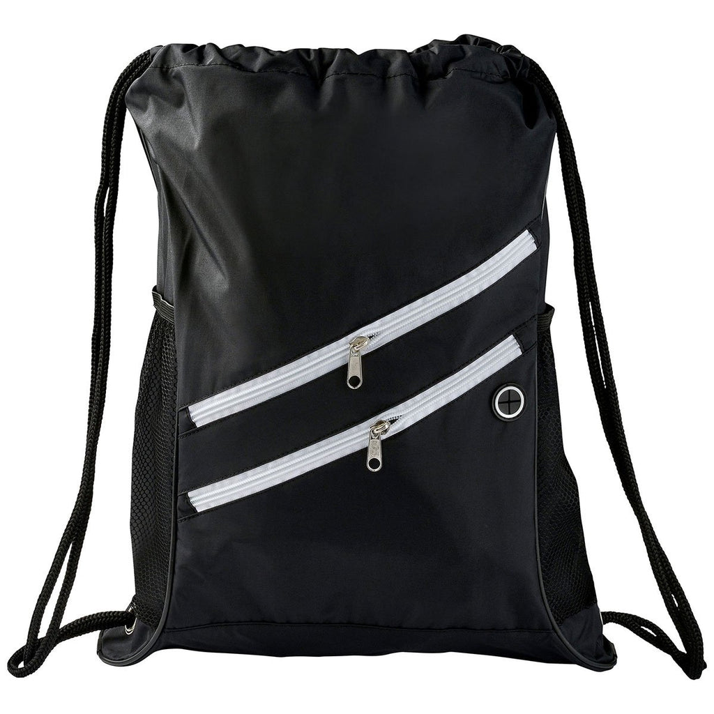 Bullet White Two Zipper Deluxe Drawstring Bag