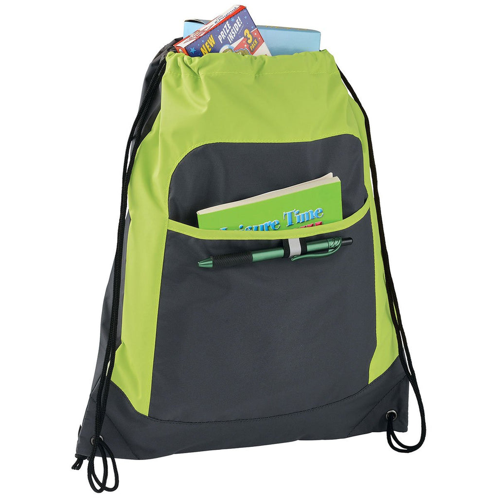 Bullet Lime Green Grey Color Pop Drawstring Bag