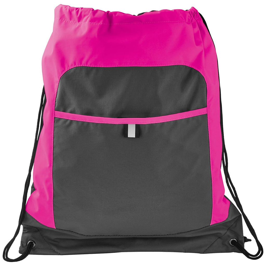 Bullet Magenta Grey Color Pop Drawstring Bag