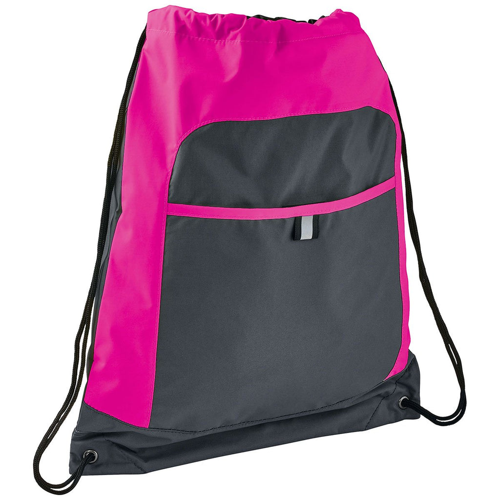 Bullet Magenta Grey Color Pop Drawstring Bag