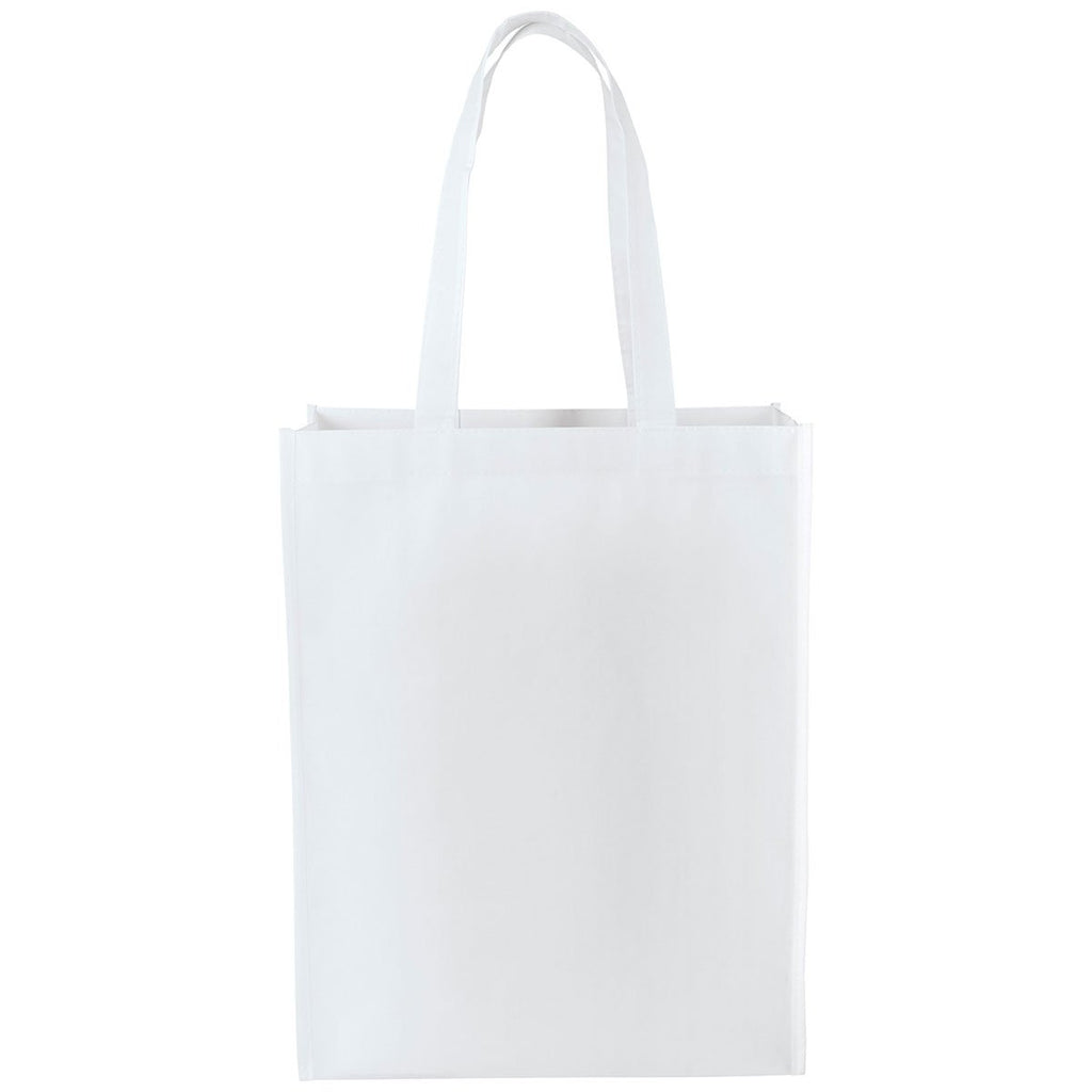 Bullet White Mid-Size Laminated Shopper Tote