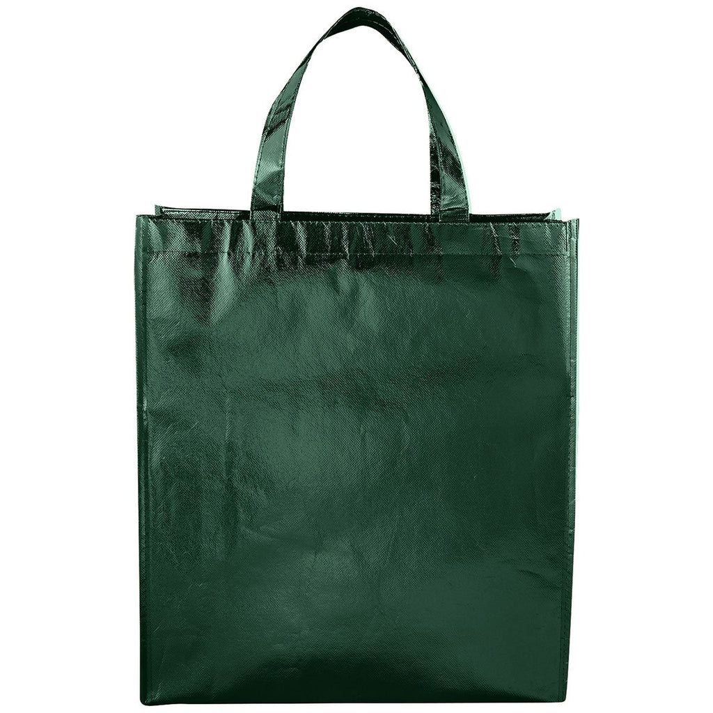 Bullet Hunter Green Metallic Laminated Shopper Tote