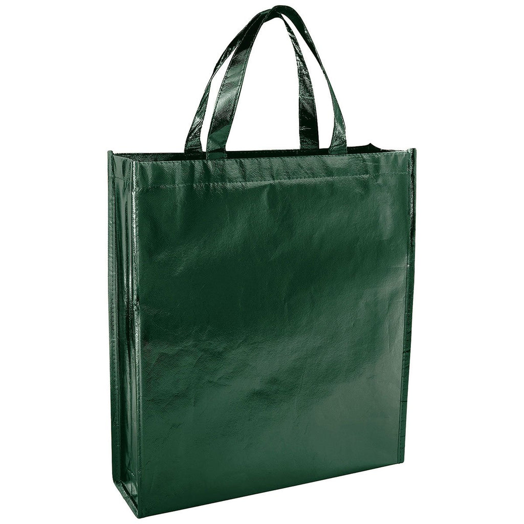 Bullet Hunter Green Metallic Laminated Shopper Tote