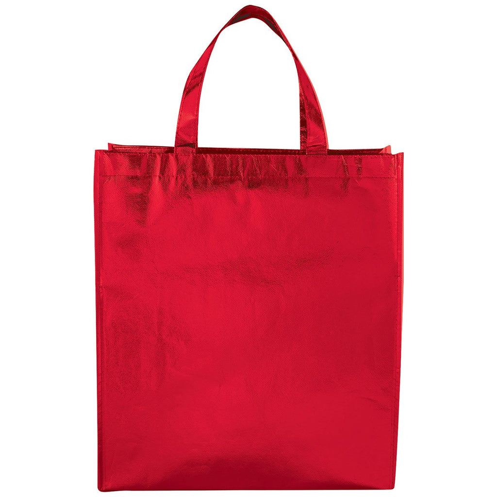 Bullet Red Metallic Laminated Shopper Tote