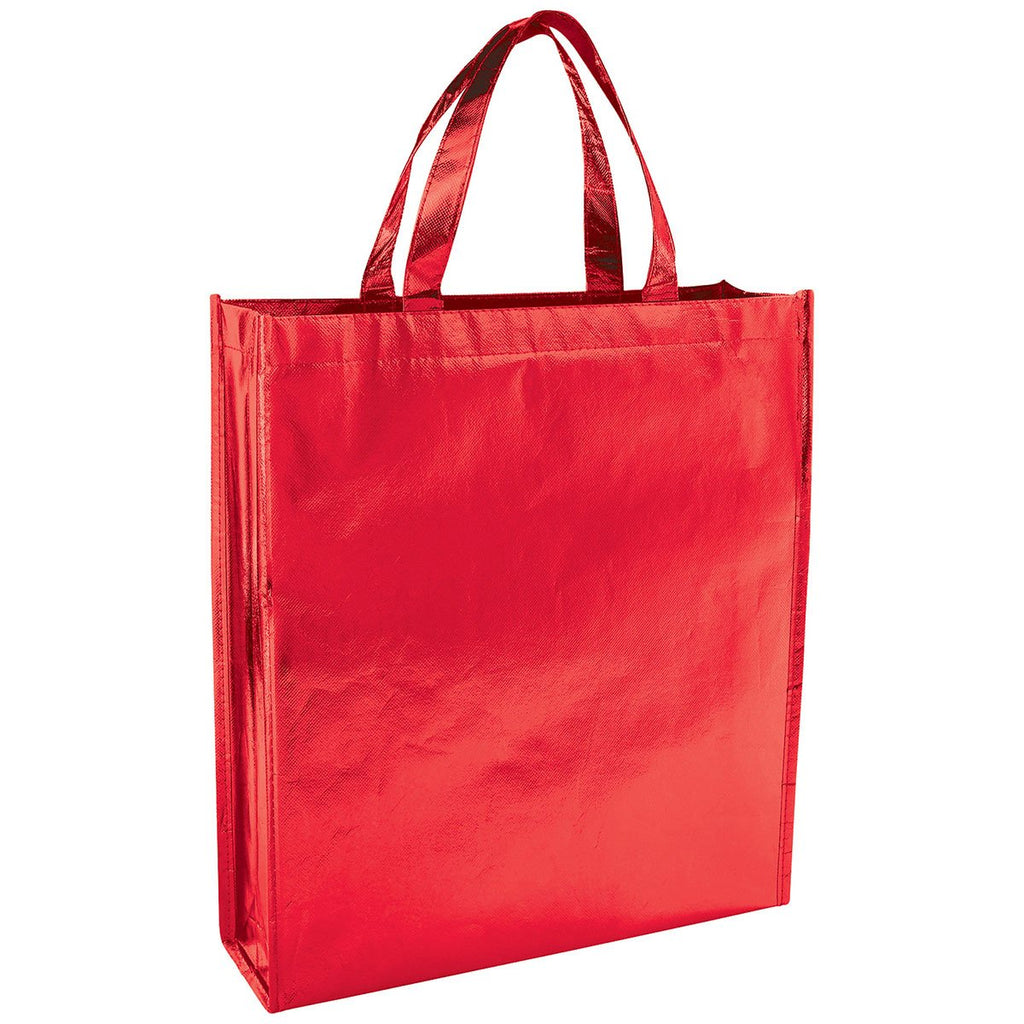 Bullet Red Metallic Laminated Shopper Tote