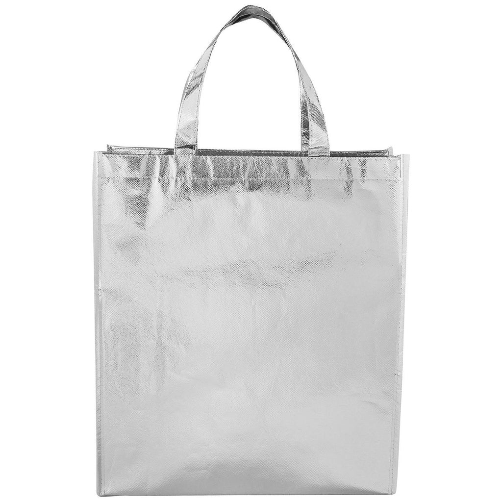 Bullet Silver Metallic Laminated Shopper Tote