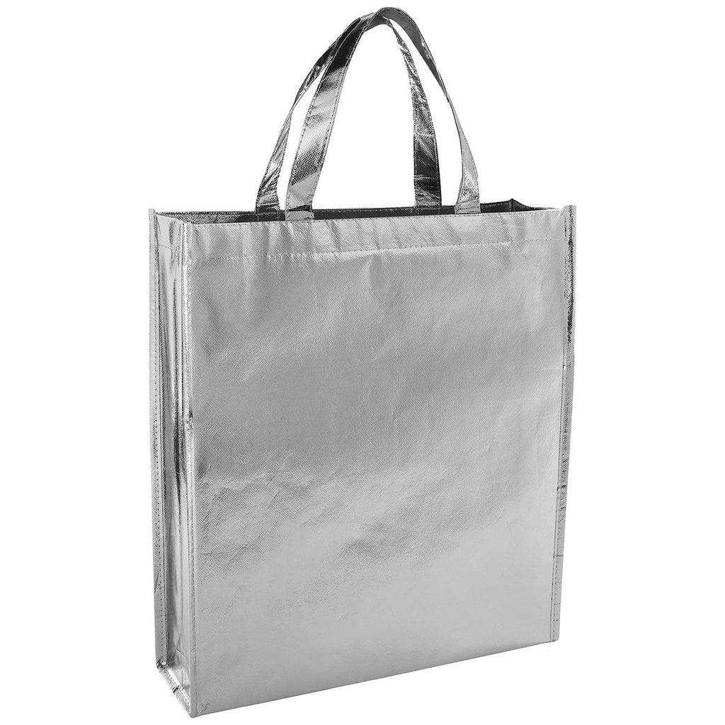 Bullet Silver Metallic Laminated Shopper Tote