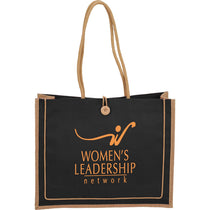 Bullet Black Jute Button Tote