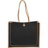 Bullet Black Jute Button Tote