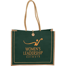 Bullet Hunter Green Jute Button Tote