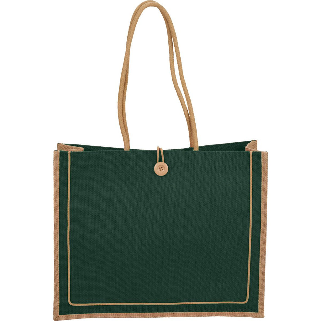 Bullet Hunter Green Jute Button Tote