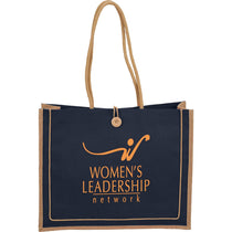 Bullet Navy Blue Jute Button Tote