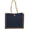 Bullet Navy Blue Jute Button Tote