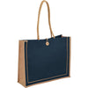 Bullet Navy Blue Jute Button Tote