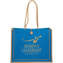 Bullet Process Blue Jute Button Tote