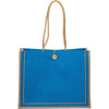 Bullet Process Blue Jute Button Tote