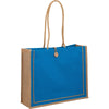 Bullet Process Blue Jute Button Tote
