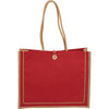 Bullet Red Jute Button Tote