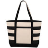 Bullet Black Zippered Stripe 10oz Cotton Canvas Tote