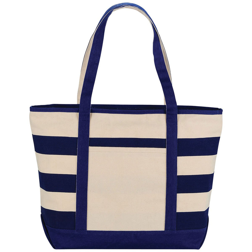 Bullet Royal Blue Zippered Stripe 10oz Cotton Canvas Tote