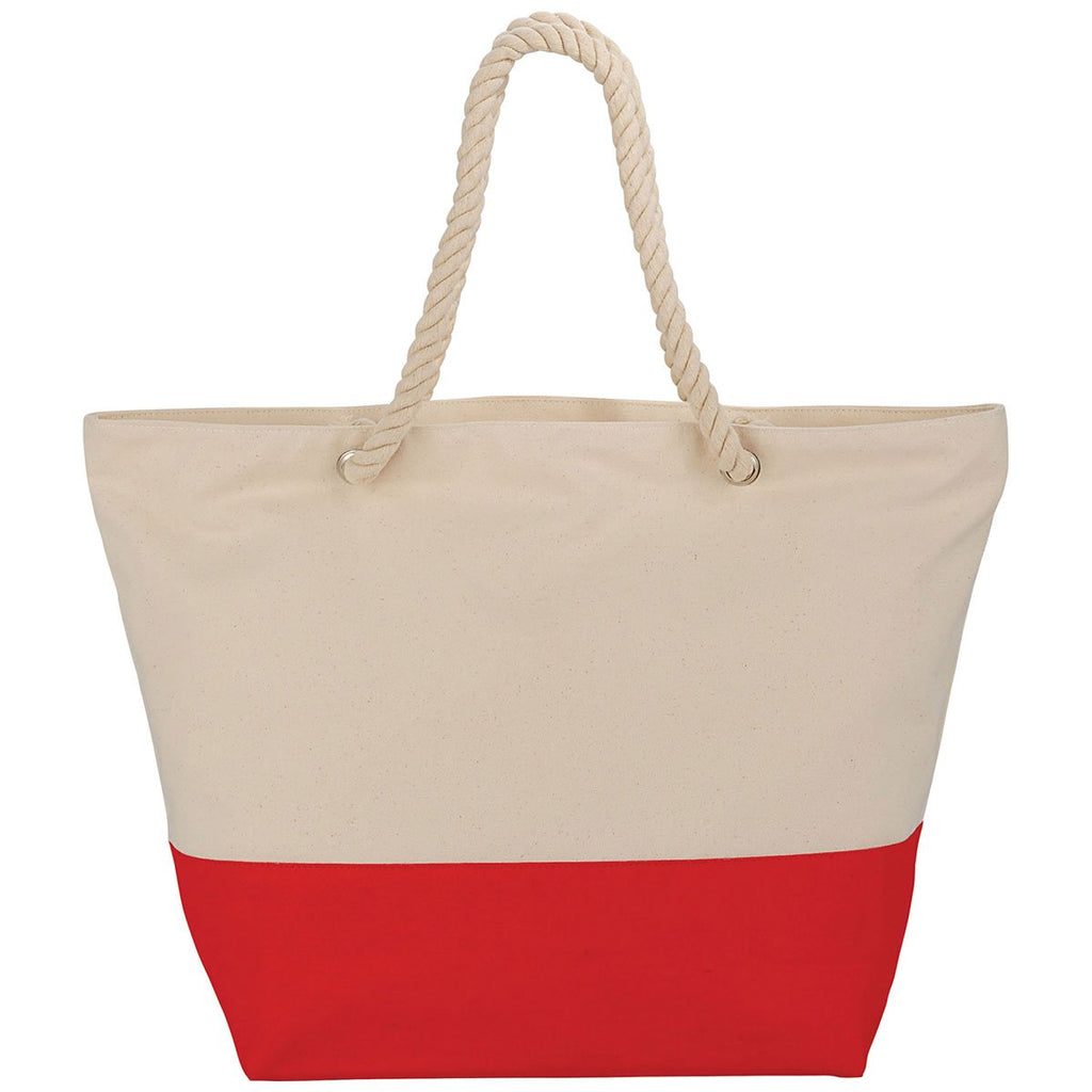 Bullet Red Zippered 12oz Cotton Canvas Rope Tote
