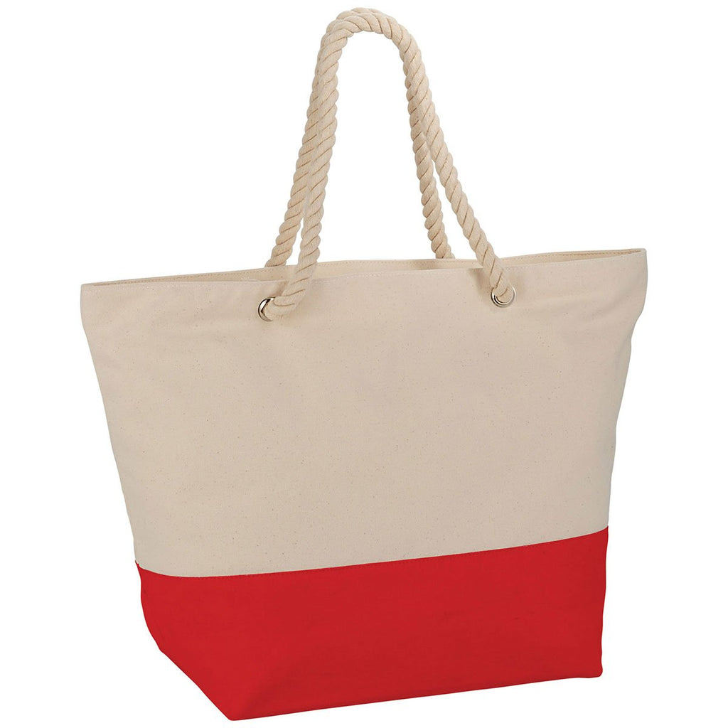 Bullet Red Zippered 12oz Cotton Canvas Rope Tote