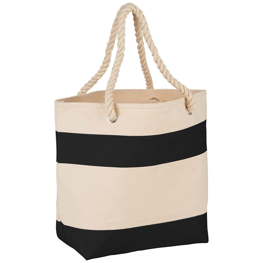 Bullet Black Rope Handle 16oz Cotton Canvas Tote
