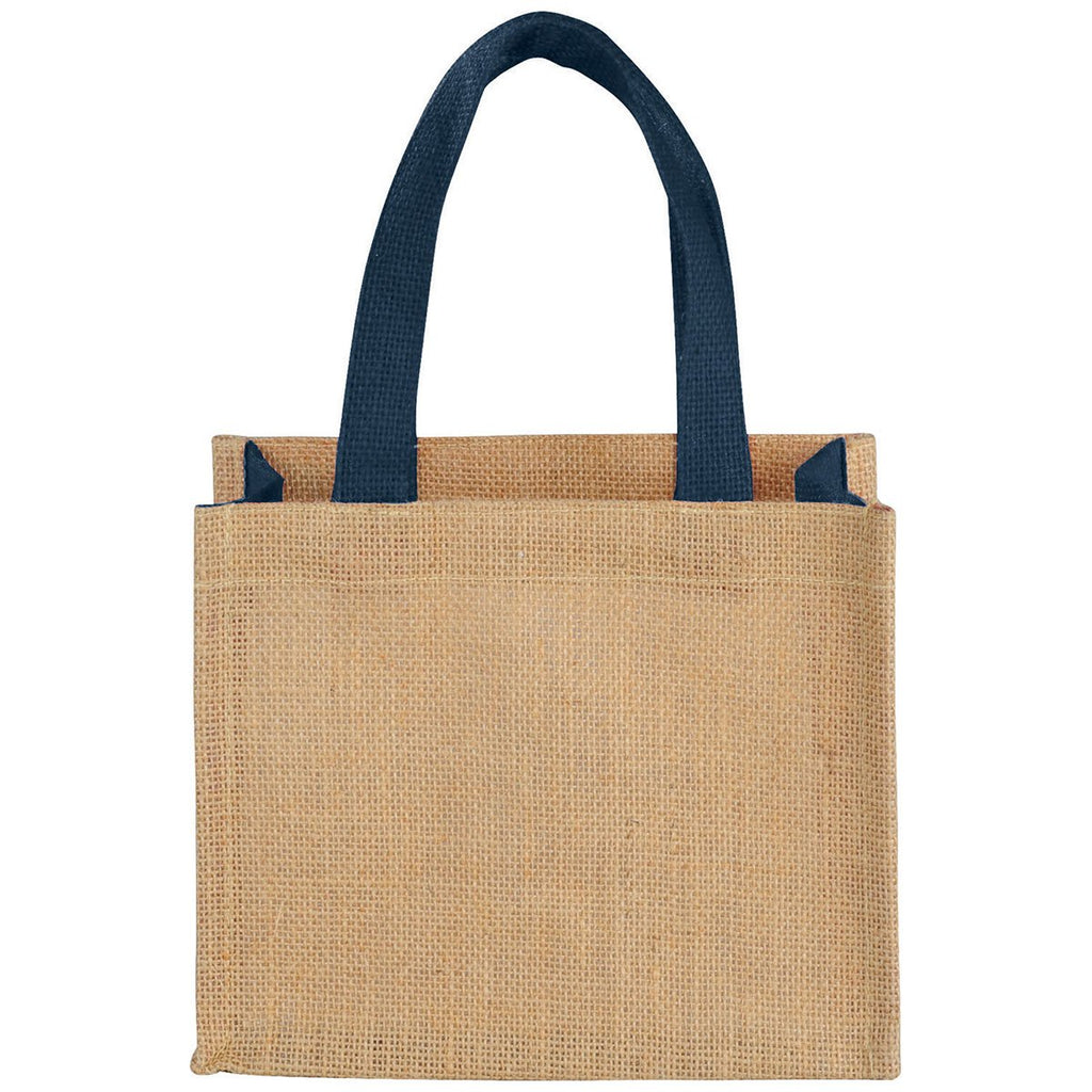 Bullet Navy Blue Mini Jute Gift Tote