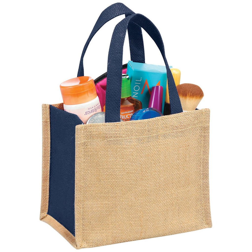 Bullet Navy Blue Mini Jute Gift Tote