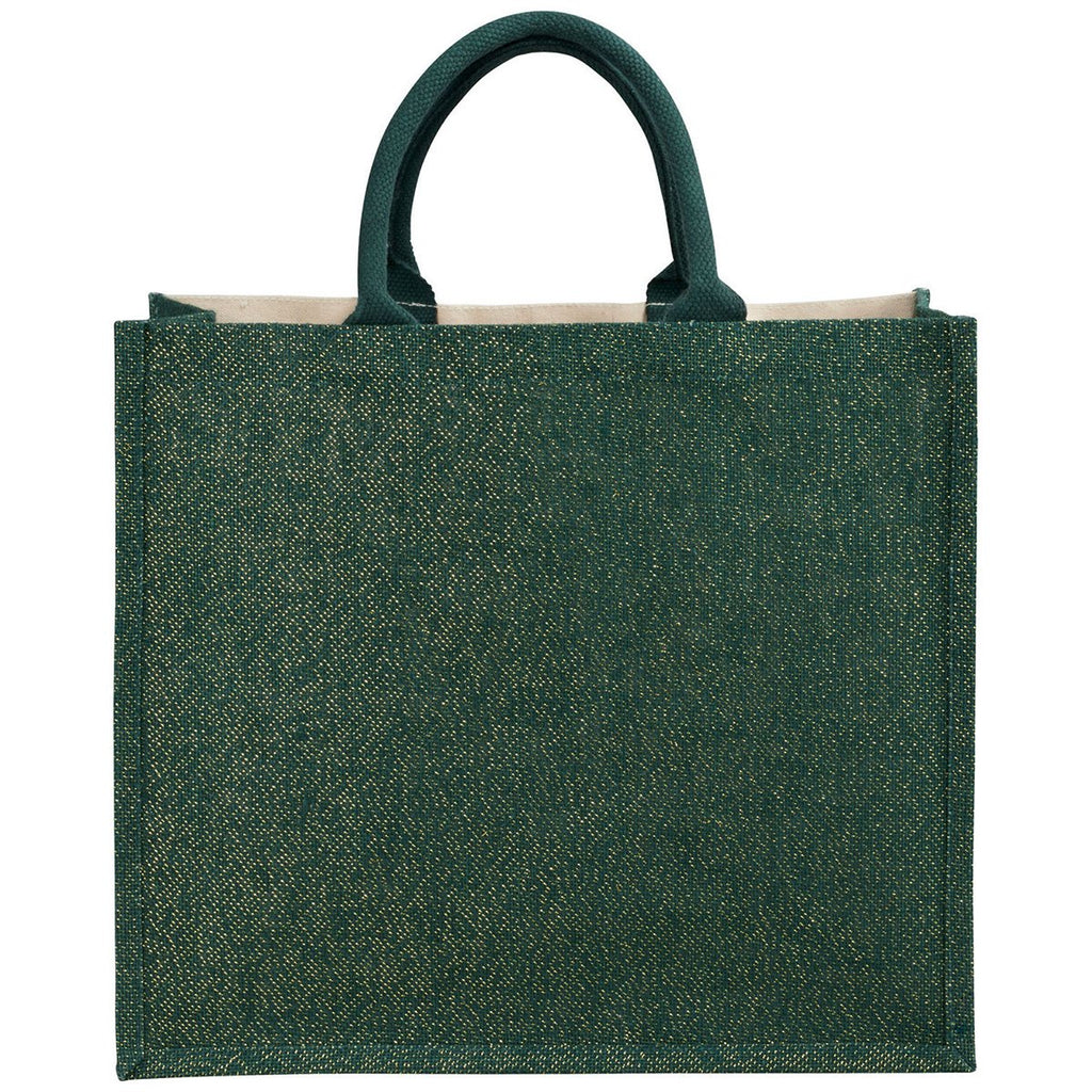 Bullet Hunter Green Metallic Jute Cotton Canvas Shopper Tote