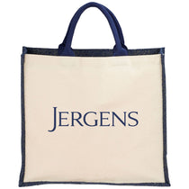 Bullet Navy Blue Metallic Jute Cotton Canvas Shopper Tote