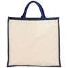 Bullet Navy Blue Metallic Jute Cotton Canvas Shopper Tote
