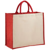 Bullet Red Metallic Jute Cotton Canvas Shopper Tote