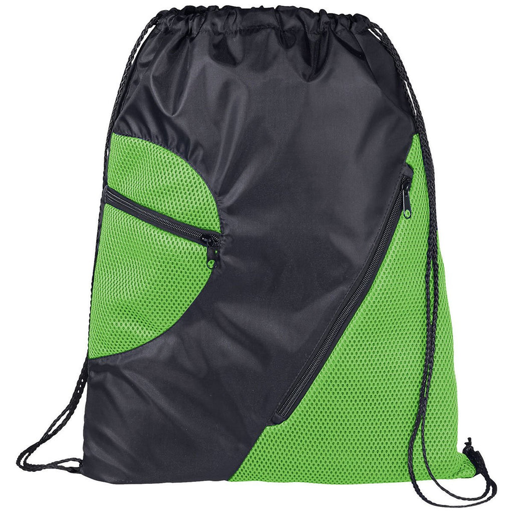 Bullet Lime Green Zippered Mesh Drawstring Sportspack