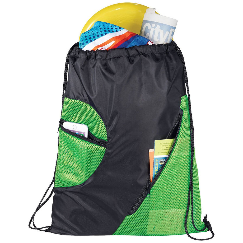 Bullet Lime Green Zippered Mesh Drawstring Sportspack