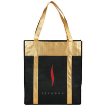 Bullet Black with Gold Trim Metallic Non-Woven Shopper Tote