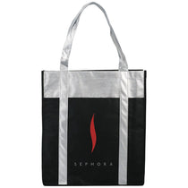 Bullet Black with Silver Trim Metallic Non-Woven Shopper Tote