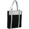 Bullet Black with Silver Trim Metallic Non-Woven Shopper Tote