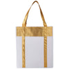 Bullet White with Gold Trim Metallic Non-Woven Shopper Tote