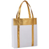 Bullet White with Gold Trim Metallic Non-Woven Shopper Tote