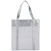 Bullet White with Silver Trim Metallic Non-Woven Shopper Tote