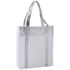 Bullet White with Silver Trim Metallic Non-Woven Shopper Tote