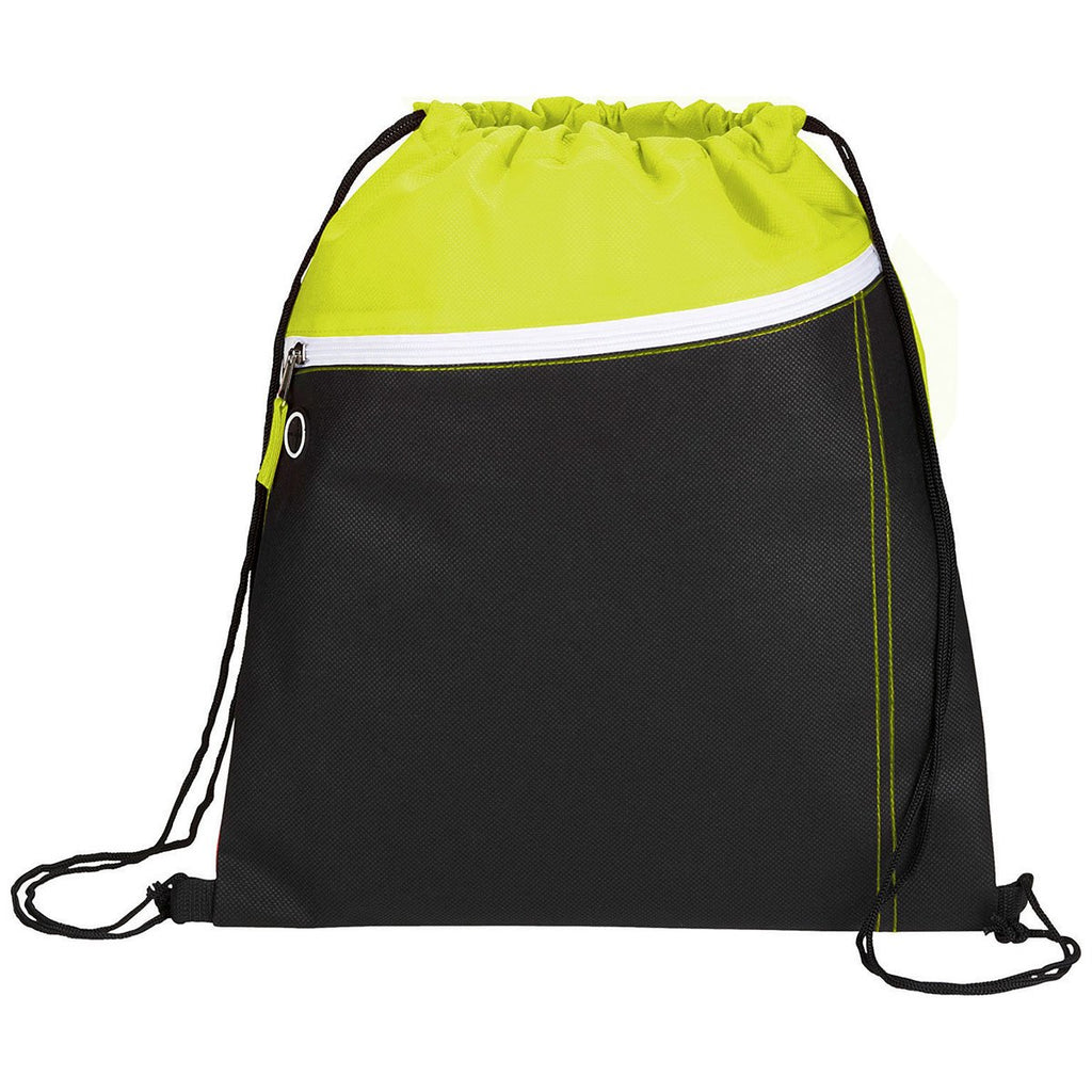 Bullet Lime Green Slant Front Pocket Drawstring Bag