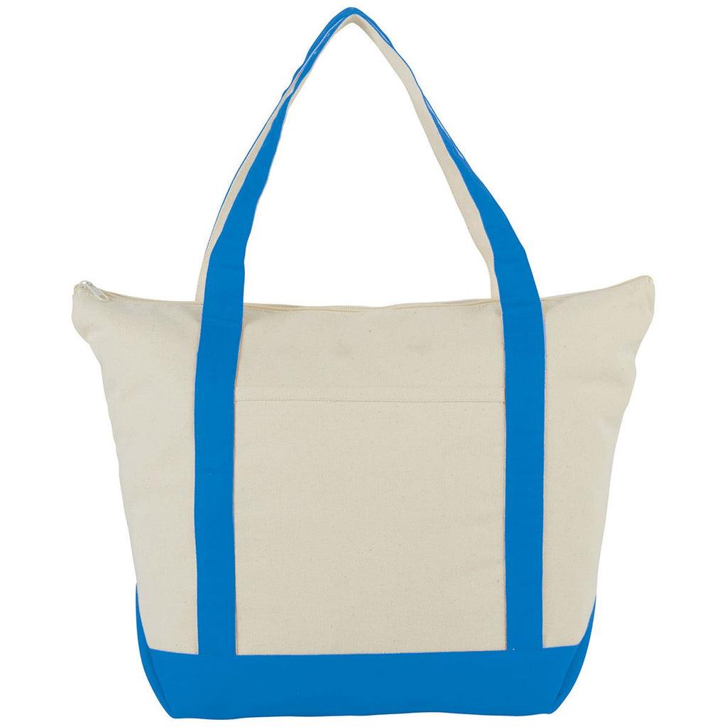 Bullet Process Blue Zippered 12oz Cotton Canvas Tote