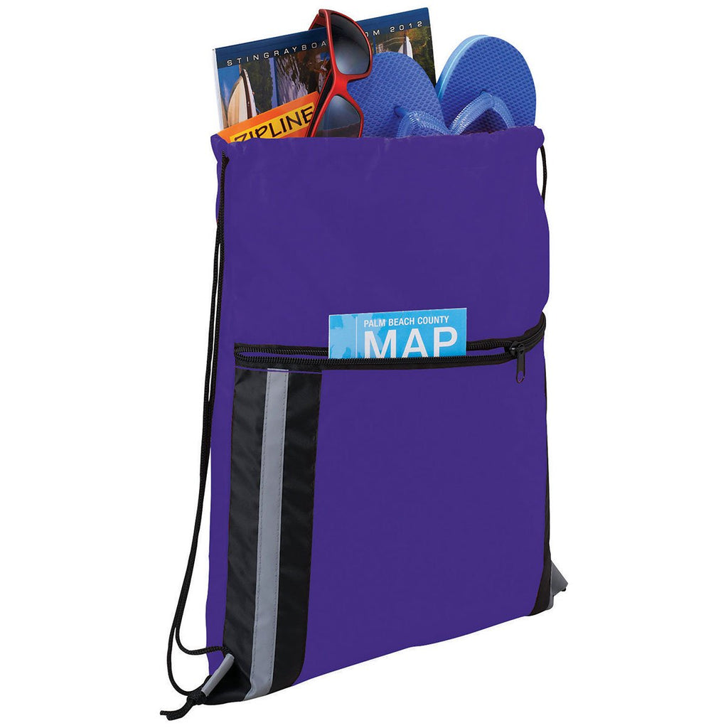 Bullet Purple Deluxe Reflective Drawstring Bag
