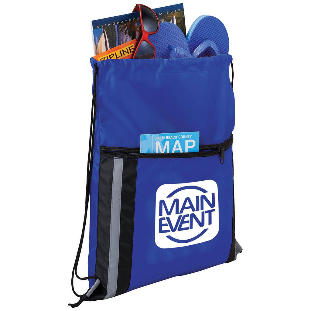 Bullet Royal Blue Deluxe Reflective Drawstring Bag