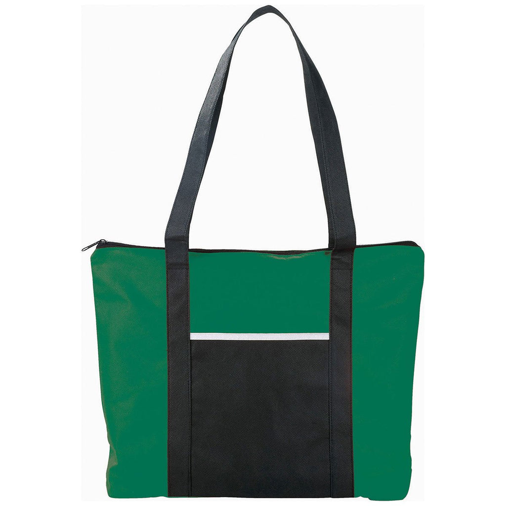 Bullet Green Timeline Non-Woven Zip Convention Totes
