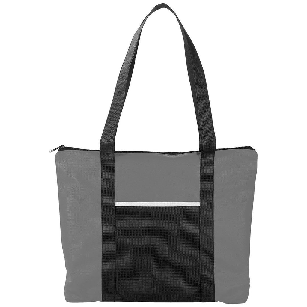Bullet Grey Timeline Non-Woven Zip Convention Totes