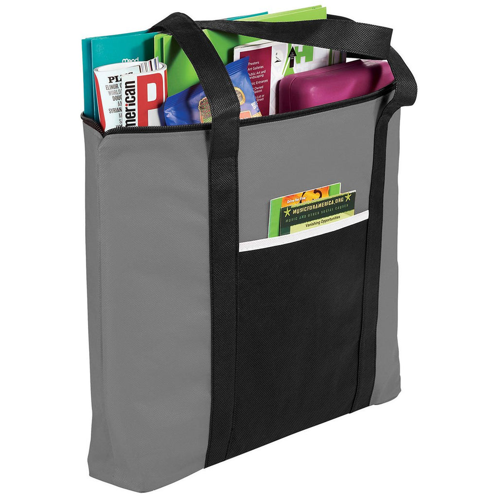 Bullet Grey Timeline Non-Woven Zip Convention Totes