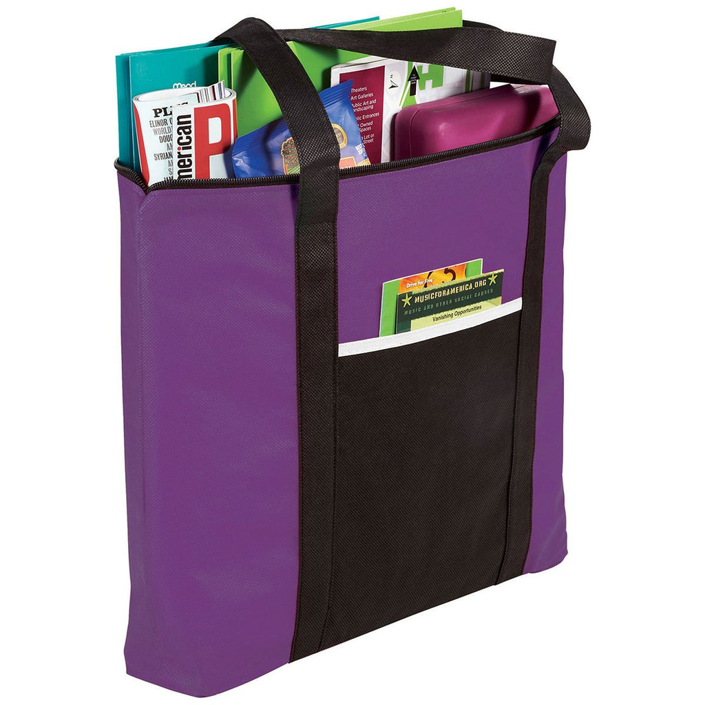 Bullet Purple Timeline Non-Woven Zip Convention Totes